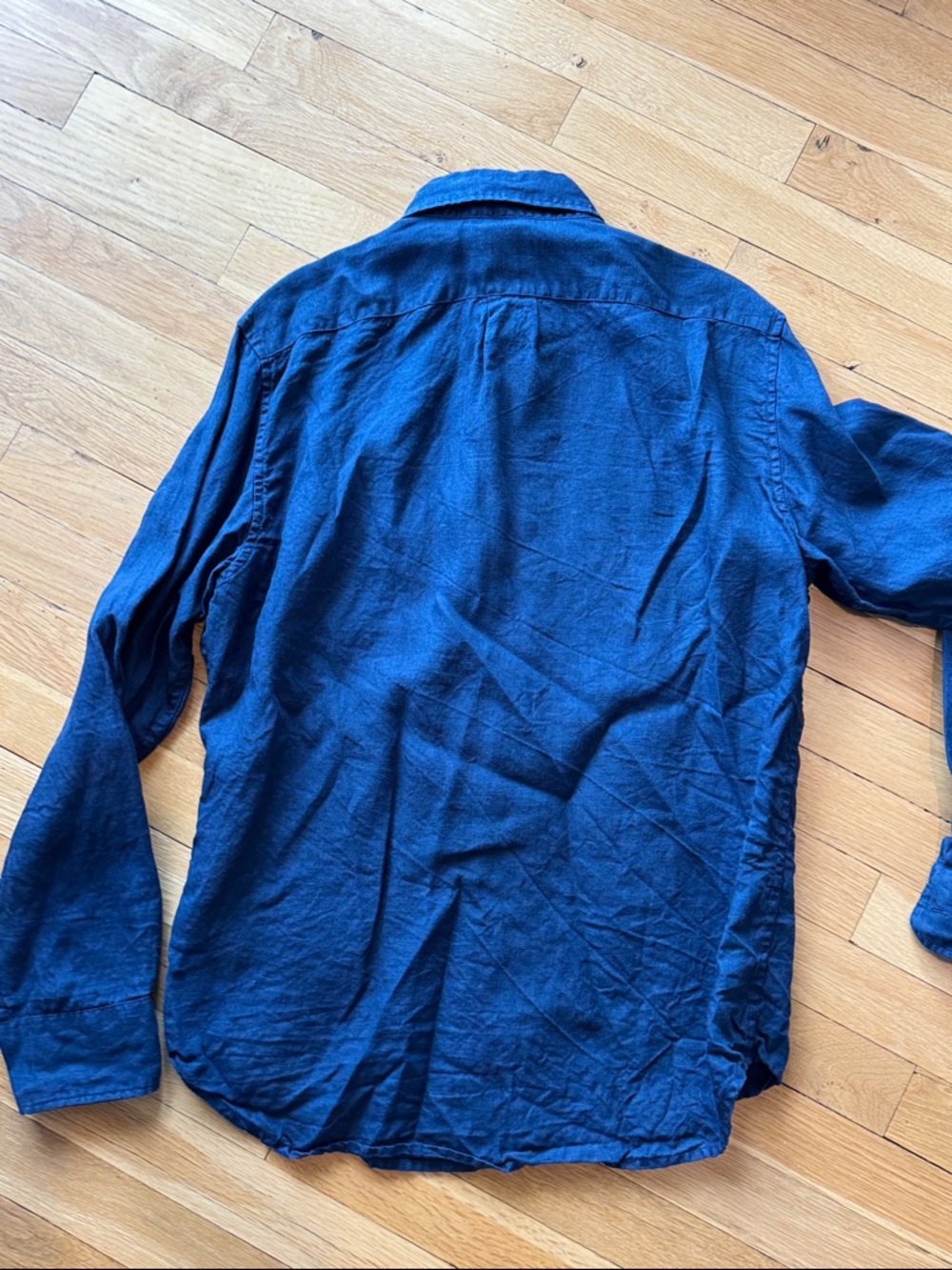 J. Crew Linen Navy Button-Down Long-Sleeve Shirt - Picture 7 of 7